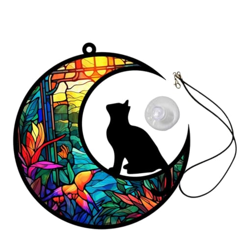 Ciieeo Katzenmond-fensterdekoration Zum Aufhängen Acryl-katzenmond-skulptur Exquisite Heimdekoration von Ciieeo