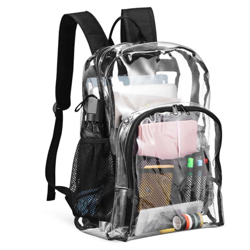 Ciieeo Rucksack Klarer Buchbag Klarer Tasche Klare Rucksäcke Für Die Schule Sporttasche Für Herren Tasche Durchschauen Arbeitsbeutel Klare Taschen Durchsichtige Laptoptasche PVC Schwarz von Ciieeo