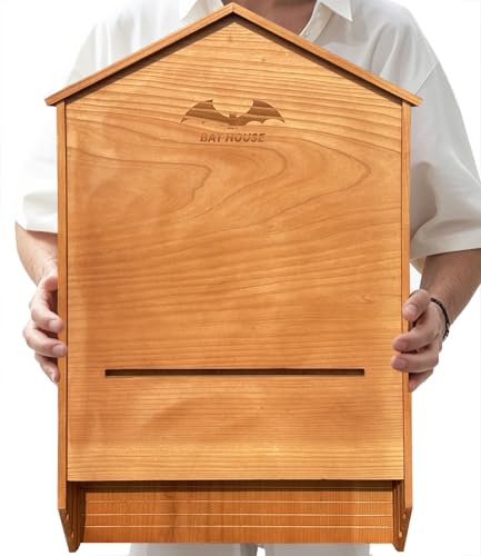 Ciiktopia Großes Fledermaushaus aus Holz mit 3 Kammern zum Aufhängen und Stange, ideal für Outdoor-Schlägerhäuser und Fledermausboxen, einfache Installation im Lieferumfang enthalten (braun) von CiikTopia