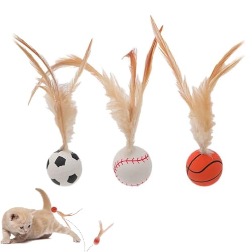 Cikiki Katzenspielzeug Bälle für Indoor-Katzen, interaktiver Hüpfball, Katzenspielzeug mit Feder, Katzenspielzeug für Katzen, kleine Hunde, Welpen, Hunde, leise, drinnen und draußen, Cikiki Katzenspielzeug Bälle für Indoor-Katzen, interaktiver Hüpfball, Katzenspielzeug mit Feder, Katzenspielzeug für Katzen, kleine Hunde, Welpen, Hunde, leise, drinnen und draußen, von Cikiki