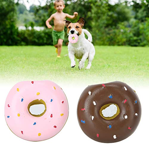 2 Stück Squeak Latex-Spielzeug für Hunde, Donut-Form, Kauspielzeug für Welpen, Molarspielzeug, interaktives Spielzeug für kleine und mittelgroße Hunde von Cikonielf