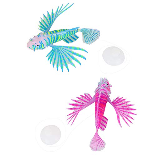 Cikonielf 2 Stück Künstlicher Löwenfisch Aquarium künstliche Fische Fischaquariumdeko Aquarium Dekoration Künstliche Bunte Fische Schwimmende Fische Aquarium Dekoration mit Saugnapf von Cikonielf