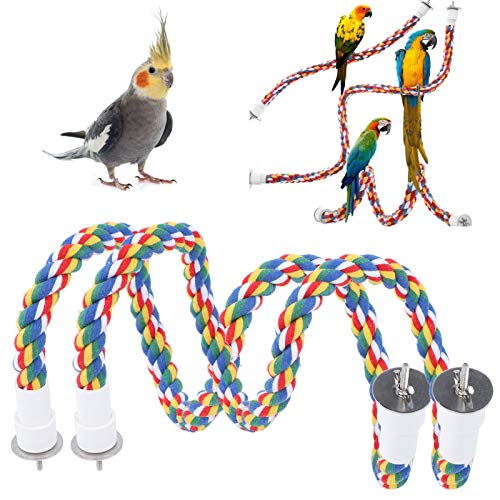 Cikonielf 2 Stück Vogelspielzeug Kletterspirale Tau-Sitzstange Farbige Vogel Spielzeuge Baumwolle Bunte Baumwollseil Schaukel Barsch für Vogel Papageien Graupapageien(105cm) von Cikonielf