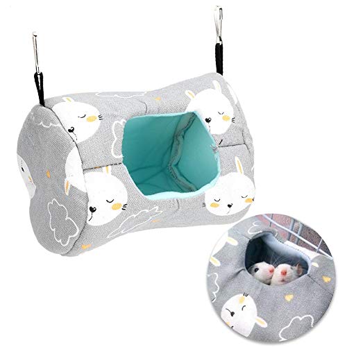 Cikonielf Hängematte für Ratten/Kleinnager, Hamster, Frettchen, Ratte - Grau, Leinen, L 14 x B 14 x H 18 cm von Cikonielf