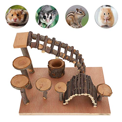 Hamster Kletterplattform Set Naturholz Hamster Molar Toy Kauspielzeug Set für Hamster Golden Bears(小号) von Cikonielf