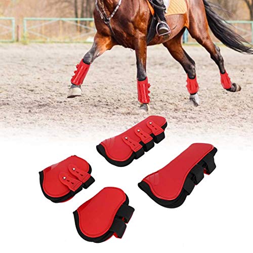 Cikonielf Horse Fore Hinterbeinstiefel Pony Horse Leg Boots Verstellbarer Beinschutz Protector Horse Leg Boots Set Reitausrüstung(rot) von Cikonielf