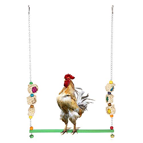 Hühnerschaukel aus natürlichem Holz Chicken Swing Chicken Hanging Swings Spielzeug Hühner kauen Spielzeug mit Glocken für Huhn Vogel Papagei von Cikonielf