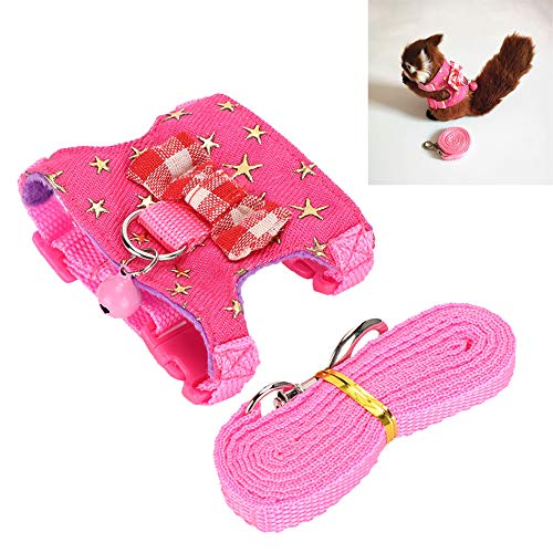 Cikonielf Eichhörnchen Weste Geschirr Kleintier Geschirr und Leine Set Rosa S (14-17 cm/5.5-6.7 inch) Sicherheit, Einfachheit im Handling und Komfort für das Tier von Cikonielf