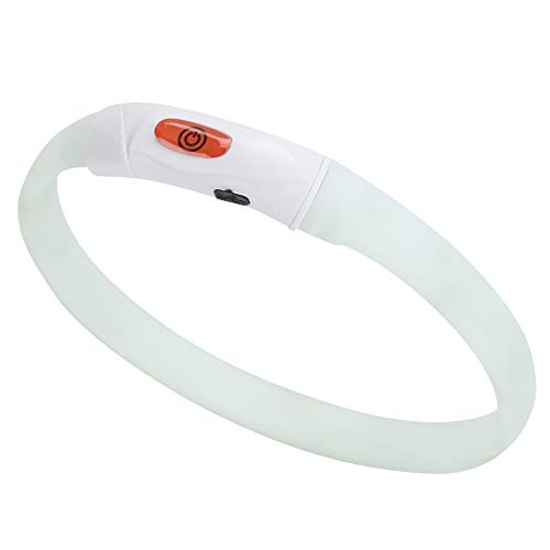 Cikonielf LED Hundehalsband USB Wiederaufladbares Leuchthalsband Einstellbares Sicherheits Halsband für Katzen und Kleine Hunde (Weiß) von Cikonielf