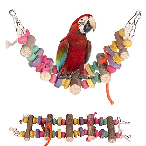 Cikonielf Leiter Vogel Spielzeug Hölzerne Strickleiter Regenbogen Brücke Schaukeln Holz Leiter Swing Vogel Spielzeug Hängeleiter Kauspielzeug von Cikonielf