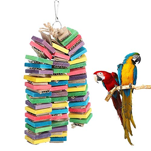 Cikonielf Papagei Kauspielzeug hängen Bunte Holzblock Pappe Kauen Zerstören Spielzeug Bunte hängende Holzblock Papagei Spielzeug für Vogel Haustier Papagei(#3) von Cikonielf