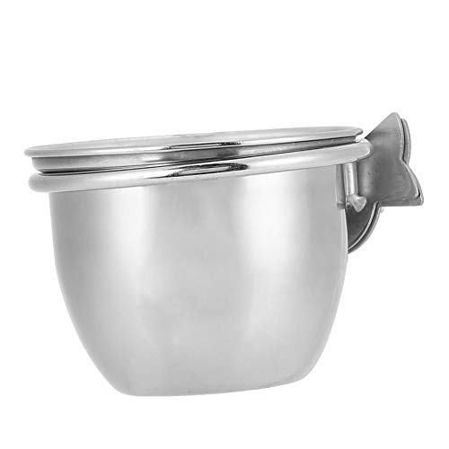 Cikonielf Vogelfutter Wasserbecher Edelstahl Haustier Vogelfutter Füttern und Trinken Hängetasse mit Schnallenschraubendichtung für kleines Haustier Käfig Zubehör(8.5cm) von Cikonielf