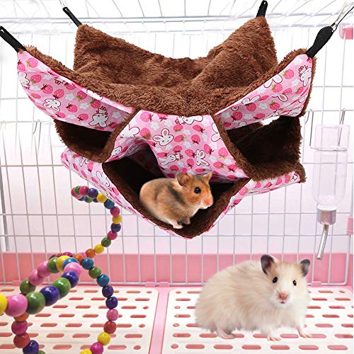 Hamster Hängematte Nagetier Hängematte Kleintier Höhle Haus Warm hängendes Bett Nest Schlafsack Kleintiere Bett Schlafmatte für Frettchen Eichhörnchen Chinchillas Sugar Gilder Andere Kleintiere(Pink) von Cikonielf