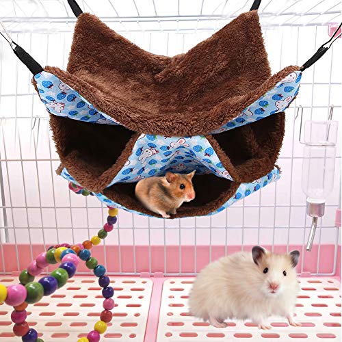 Hamster Hängematte Nagetier Hängematte Kleintier Höhle Haus Warm hängendes Bett Nest Schlafsack Kleintiere Bett Schlafmatte für Frettchen Eichhörnchen Chinchillas Sugar Gilder Andere Kleintiere(Blau) von Cikonielf