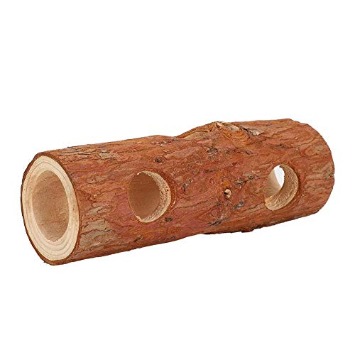 Hamster-Holztunnel, Hauskäfig-Zubehör mit Loch-Design für Eichhörnchen, Mäuse, Chinchilla, Streifenhörnchen, Kleintiere (L) von Cikonielf