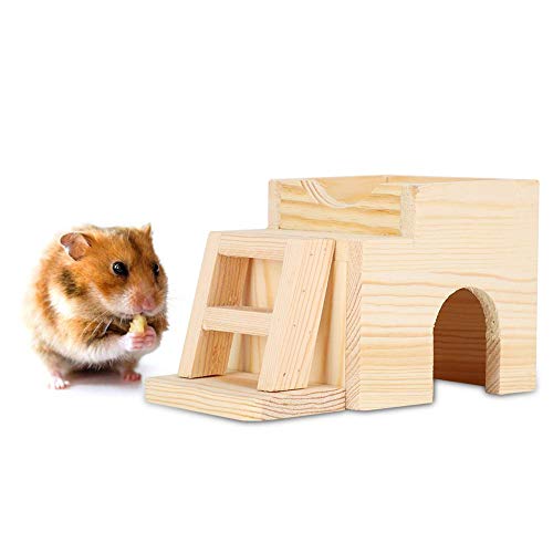 Holzhaus für Hamsterbett Cabin Cage Nest Kleintierhaus Ratten Mäuse Übung Spielen Versteck Hut von Cikonielf