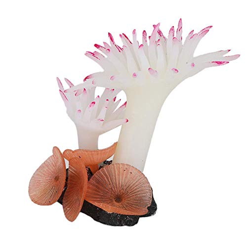 Künstliche Korallenpflanze Weiche Silikonkorallen Simulation Aquarium Pflanze Aquarium Landschaft Dekoration Ornamente(Weiß) von Cikonielf