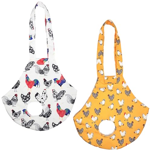 Cilkus 2 Stück Hühnerhaltertasche – Huhn-Tragetuch mit Griff, Fanghandtasche für Henne Hahn Geflügel Transport, Hühnermedizintasche für Reisen, Wandern, Fahren (weiß + gelb (2 Stück)) von Cilkus