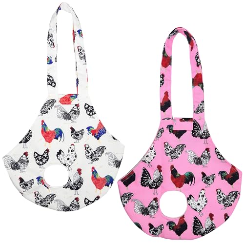 Cilkus 2 Stück Hühnerhaltertasche – Huhn-Tragetuch mit Griff, Fanghandtasche für Henne Hahn Geflügel Transport, Hühnermedizintasche für Reisen, Wandern, Fahren (weiß + rosa (2 Stück)) von Cilkus