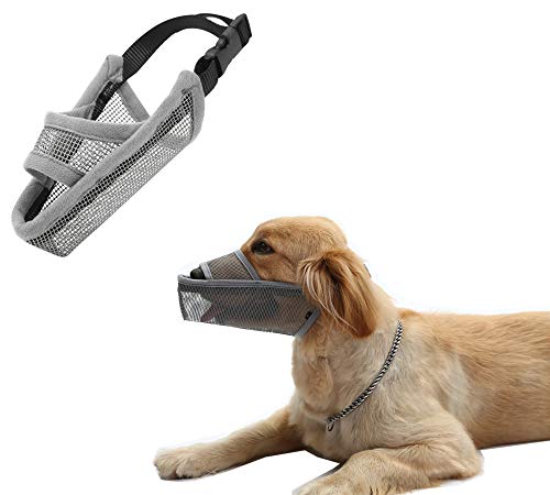Cilkus Nylon-Maulkorb für Hunde, luftdurchlässig, für kleine, mittelgroße und große Hunde, mit herausstehender Zunge, trinkbarer Maulkorb für Anti-Bell-und-Lecken (klein, grau) von Cilkus