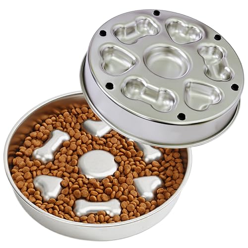 Cilkus Slow Feeder Hundenapf aus Edelstahl, 3 Tassen große Kapazität, entworfen, um das Fressen zu verlangsamen, doppelseitiges Design, ideal für alle Hundegrößen von Cilkus
