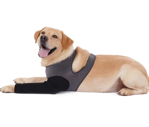 Hunde-Genesungsanzug, abriebfeste Ärmel an der Vorderbeine, waschbar, 2,5 mm dick und atmungsaktiv, Haustierwunden verhindern Lecken, Beißen (3XL, Grau-Schwarz) von Cilkus
