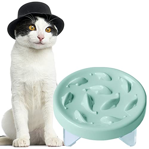 Slow Feeder Bowl for Cats and Small Dogs,Cilkus Fish Pool Design,Fun Interactive Bloat Stop Puzzle Feeder Bowl Healthy Eating Diet Made of Melamin Food Grade Material Spülmaschinenfeste Halterung S von Cilkus