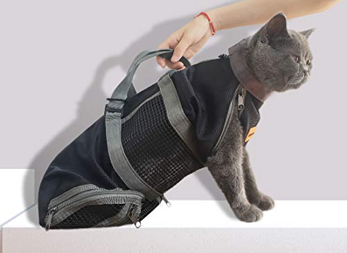 Cinf Katzenrückhaltebeutel Kein Kratzen Beißen Pflegetasche für Baden Und Nagelschneiden Harness, Schwarz Mittel, MEHRWEG von Cinf