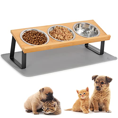Cinnani Hundenapf oder Katzennapf 10 cm hoch,350ml pro Futternapf,Trocken-und Nasstrennung,Regal aus Bambus,Trockenfutternapf,Nassfutternapf,Wassernapf,mit Tischset Cinnani Hundenapf oder Katzennapf 10 cm hoch,350ml pro Futternapf,Trocken-und Nasstrennung,Regal aus Bambus,Trockenfutternapf,Nassfutternapf,Wassernapf,mit Tischset von Cinnani