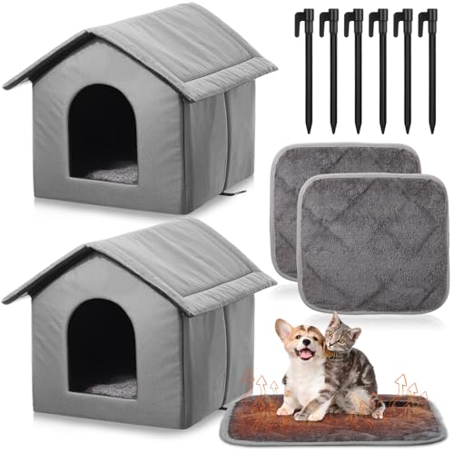 Cinnvoice 2 Sets Outdoor-Katzenunterstand mit selbstheizender Katzenunterlage im Lieferumfang enthalten, 40 cm, wasserdicht, streunender Unterschlupf, selbstwärmende Unterlage, Haustierhöhle mit Cinnvoice 2 Sets Outdoor-Katzenunterstand mit selbstheizender Katzenunterlage im Lieferumfang enthalten, 40 cm, wasserdicht, streunender Unterschlupf, selbstwärmende Unterlage, Haustierhöhle mit von Cinnvoice