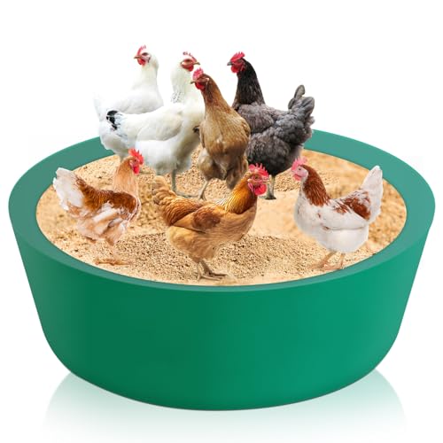Cinnvoice Hühnerstaub-Badewannenring, 63,5 cm D x 15 cm H, bodenloses Design, PE-Hühnerstallreiniger-Behälter für Bauernhöfe, Rasen, Hof und Enten, Wachteln (grün) von Cinnvoice