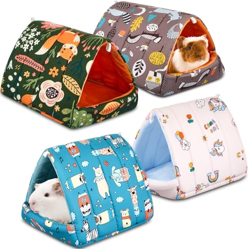 Cinnvoice Meerschweinchen-Versteck für Meerschweinchen, Kaninchenbett, waschbar, kleines Haus, Käfigzubehör für Kaninchen, Igel, Maus, Chinchillas, Hamster, Frettchen, Bartdrachen, Ratten, 4 Stück Cinnvoice Meerschweinchen-Versteck für Meerschweinchen, Kaninchenbett, waschbar, kleines Haus, Käfigzubehör für Kaninchen, Igel, Maus, Chinchillas, Hamster, Frettchen, Bartdrachen, Ratten, 4 Stück von Cinnvoice
