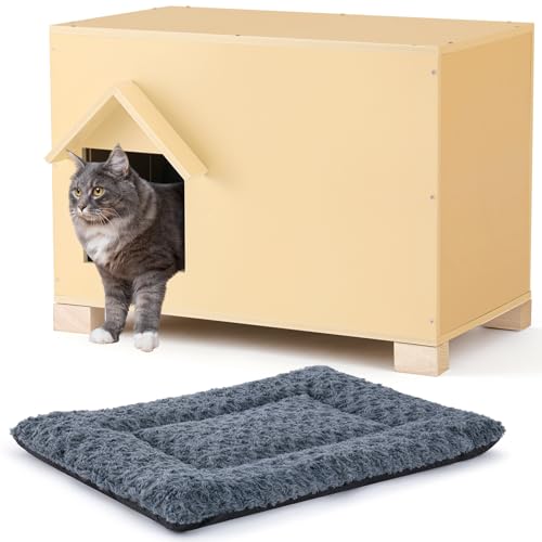 Cinnvoice Outdoor Feral Katzenhaus 15,8 x 23,6 x 15,4 Zoll, wetterfest, Outdoor-Katzenhäuser, wilde Katzen-Unterschlupf, Haustierprodukte, hölzerne streunende Katzenhütte außen mit Fluchttür Cinnvoice Outdoor Feral Katzenhaus 15,8 x 23,6 x 15,4 Zoll, wetterfest, Outdoor-Katzenhäuser, wilde Katzen-Unterschlupf, Haustierprodukte, hölzerne streunende Katzenhütte außen mit Fluchttür von Cinnvoice