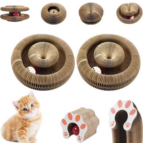 Marlene'S Pet Shop, Katzenspielzeug, faltbares Akkordeon-Katzenspielzeug, Katzen-Akkordeon-Spielzeug mit Ball, magisches Organ Kratzbrett mit Spielzeug, Glockenball (2 Stück) von Ciomony