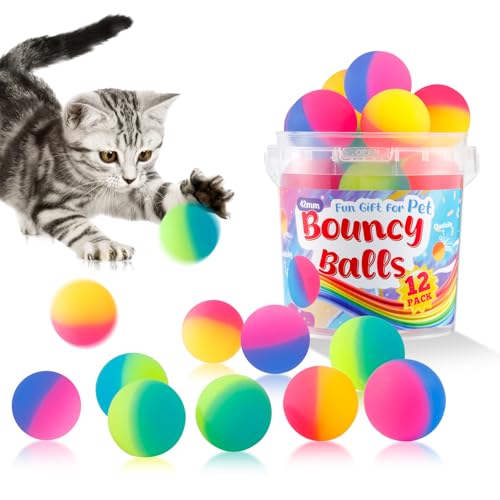 Cipsken Katzenspielzeug-Hüpfbälle, interaktiver Katzenspielzeugball, 42 mm hohe Hüpfbälle für Indoor-Katzen, bunte Gummi-Hüpfbälle, Haustierspielzeug, Geschenk für Welpen, Kätzchen, 12 Stück Cipsken Katzenspielzeug-Hüpfbälle, interaktiver Katzenspielzeugball, 42 mm hohe Hüpfbälle für Indoor-Katzen, bunte Gummi-Hüpfbälle, Haustierspielzeug, Geschenk für Welpen, Kätzchen, 12 Stück von Cipsken