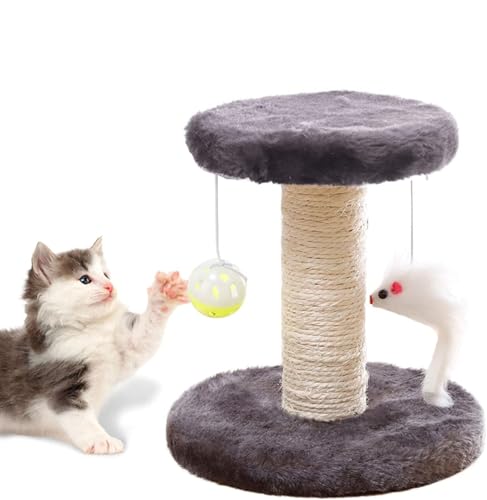 Kratzbaum und kleiner Katzenbaum, natürlicher Sisalturm mit runder Sitzstange und Plüschball, Möbel für kleine Katzen, Kätzchen, Relax-Baum, Grau Kratzbaum und kleiner Katzenbaum, natürlicher Sisalturm mit runder Sitzstange und Plüschball, Möbel für kleine Katzen, Kätzchen, Relax-Baum, Grau von Cisila
