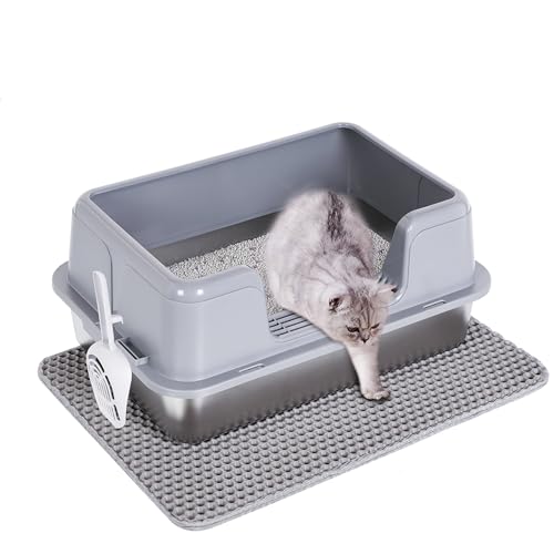Citylife Katzenklo Edelstahl, Katzentoilette mit Katzenstreumatte und Schaufel, Offen Hoher Rand, Auslaufsicher, Geruchsfrei, Nicht klebriger Boden, Einfache Reinigen, Grau, 50 x 35 x 23 cm Citylife Katzenklo Edelstahl, Katzentoilette mit Katzenstreumatte und Schaufel, Offen Hoher Rand, Auslaufsicher, Geruchsfrei, Nicht klebriger Boden, Einfache Reinigen, Grau, 50 x 35 x 23 cm von Citylife