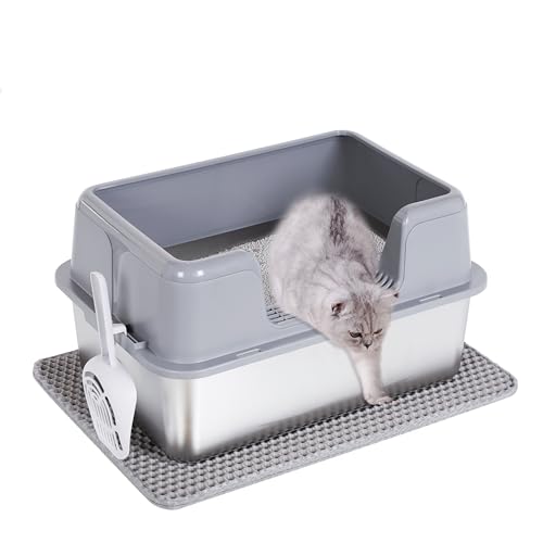 Citylife Katzenklo Edelstahl, Katzentoilette mit Katzenstreumatte und Schaufel, Offen Hoher Rand, Auslaufsicher, Geruchsfrei, Nicht klebriger Boden, Einfache Reinigen, Grau, 50 x 35 x 28 cm Citylife Katzenklo Edelstahl, Katzentoilette mit Katzenstreumatte und Schaufel, Offen Hoher Rand, Auslaufsicher, Geruchsfrei, Nicht klebriger Boden, Einfache Reinigen, Grau, 50 x 35 x 28 cm von Citylife