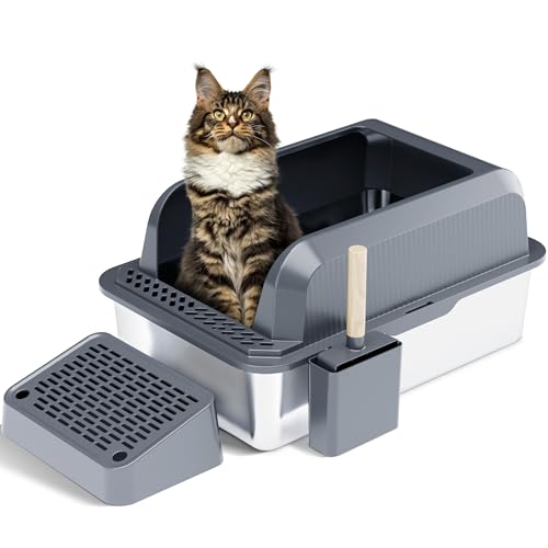 Citylife Katzenklo Edelstahl XXL, 60.8x40.8x31cm Katzentoilette Große, Katzen klo für Große Katzen hochseitige, Rückstandsfrei, geruchsneutral, Mit Schaufel für katzenstreu, Dunkelgrau Citylife Katzenklo Edelstahl XXL, 60.8x40.8x31cm Katzentoilette Große, Katzen klo für Große Katzen hochseitige, Rückstandsfrei, geruchsneutral, Mit Schaufel für katzenstreu, Dunkelgrau von Citylife