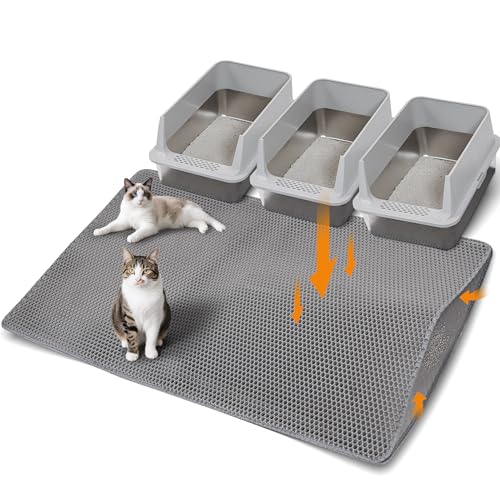 Citylife Extra Groß Katzenklo Matte, 120x92cm Doppelschicht wasserdichte rutschfeste Katzenstreu Matte, Waben Design und Leichte Reinigung, für die katzentoilette, Grau Citylife Extra Groß Katzenklo Matte, 120x92cm Doppelschicht wasserdichte rutschfeste Katzenstreu Matte, Waben Design und Leichte Reinigung, für die katzentoilette, Grau von Citylifehouse