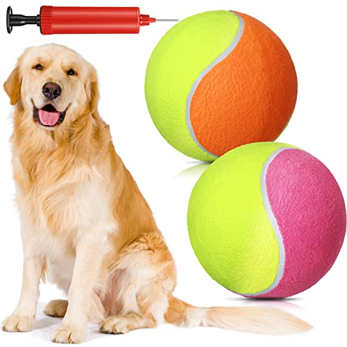 2 Pack Riesen Tennisball für Hunde 9,5 Zoll Aufblasbare Große Tennisbälle Großer Tennisball Jumbo Hundeball Übergroße Tennisbälle für Hunde Spaß Hundespielzeug Bälle zum Spielen (Gelb und Orange, von Civaner