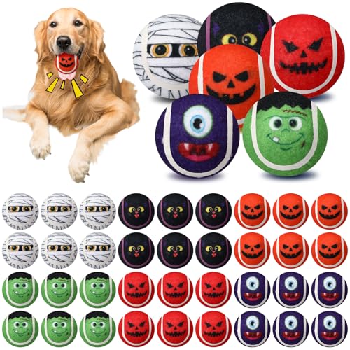 Civaner Halloween-Hundespielzeug, 6,3 cm, quietschende Tennisbälle für kleine, mittelgroße und große Hunde, Haustiere, Welpen, Kauspielzeug, interaktives Training, Geschenke, Weihnachtsstrumpffüller von Civaner