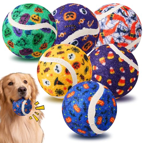 Civaner Quietschende Tennisbälle für Hunde, 6,3 cm, für kleine, mittelgroße und große Hunde, Welpen, Kauspielzeug, Zahnspielzeug, interaktives Training, Weihnachtsgeschenke, Strumpffüller (Geist) von Civaner