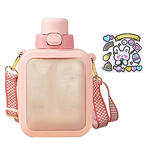 Cixilo 750ML Tent Bottle with Dish Lid Chute Schuare Adjustable Strap Tsartun Stitzker(Rosa) von Cixilo