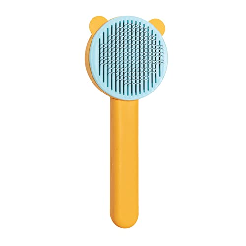 Cixilo Für Hunde und Katzen drücken Sie Bouton Pet Brush Soft Shafe Non Slip Massage PP Self Cleaning(Orange + Blau) von Cixilo