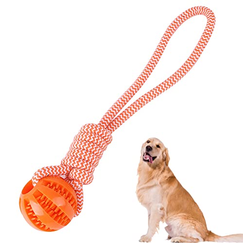 Cixilo Langeweile Linderung Essen Kleie Training Hund Spielzeug Kauen Ball Schleifen Mit Seil(Orange) von Cixilo