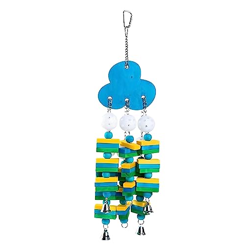 Cixilo Tsotskatoos Holzblöcke Papageienspielzeug Schönes Dekor Hakenfink mit Glocken Klettern(UND) von Cixilo