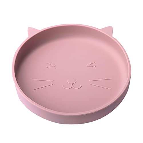 Cixilo und Four Dry Wet Food Flat Relief Whisker Fatigue Multifunktionale Chat Bowl(Hellrosa) von Cixilo
