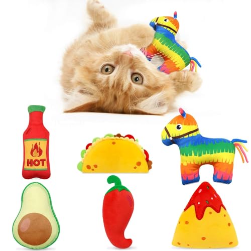 6 Stück Avocado Taco Chili Nacho Katzenminze Spielzeug Zahngesundheit Katzenspielzeug interaktives Katzenspielzeug für drinnen Katzen Kätzchenspielzeug Katzenminze Spielzeug für Katzen Geschenk für von CiyvoLyee