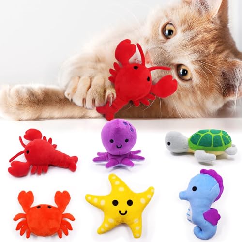 Meerestiere Katzenminze Spielzeug Meeresfrüchte Kätzchen Interaktives Spielzeug für Katzenliebhaber Geschenke Kitty Kauen Biss Kick Toys Supplies Hummer Octopus Krabbe Seestern Seepferdchen Meeresschildkröte Plüsch Katzenminze Haustier Geschenke Set von 6 Meerestiere Katzenminze Spielzeug Meeresfrüchte Kätzchen Interaktives Spielzeug für Katzenliebhaber Geschenke Kitty Kauen Biss Kick Toys Supplies Hummer Octopus Krabbe Seestern Seepferdchen Meeresschildkröte Plüsch Katzenminze Haustier Geschenke Set von 6 von CiyvoLyeen